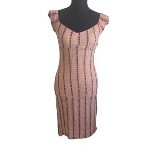 Vintage Wet Seal Womens Y2K Babydoll Striped Bodycon Midi Dress Size S Textured